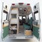 Rear view of the interior of an open ambulance isolated on a white background