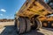 Rear view of large dumper truck.