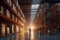 Rear view of male supervisor standing in warehouse. This is a freight transportation and distribution warehouse