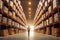 Rear view of male supervisor standing in warehouse. This is a freight transportation and distribution warehouse