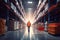 Rear view of male supervisor standing in warehouse. This is a freight transportation and distribution warehouse