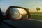 Rear view mirror look pov driver highway