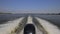 Rear view of motor speed boat with Water wake