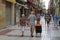 Rear view of people walking on a pedestrian street Carrer Esglesia in Calella