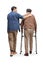 Rear view shot of a young man helping an elderly man with a walker