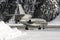 Rear view of a silver color private jet in the alps switzerland in winter