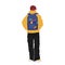 Rear View Of Teenager Boy With Backpack. Youth And Adventure, Back To School Or Travel Concept With Teen Boy