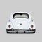 Rear View of White Retro Custom Volkswagen Beetle Bug, Kafer Car Isolated on Neutral Background.