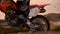 Rear wheel motocross bike. Dirt and road.