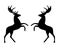 Rearing up rampant deer stag black vector silhouette