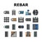 Rebar Construction Collection Icons Set Vector