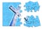 Rebuild or losing our faith - Christian cross concept image in jigsaw puzzle shape