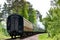 Rebuilt Bulleid Light Pacific No. 34059 steam locomotive near Kingscote Station on May 23, 2009.