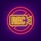 Rec icon in neon effect. Set recording sign. Currently recording. Vector illustration