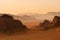 Receding mountains in sunset, Wadi
