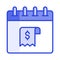 Receipt on calendar denoting concept icon of bill paying, ready to use vector