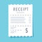 Receipt icon. Flat design. Vector illustration. Financial account, bill invoice. Bank document icon for business website