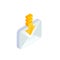 Receive Email, New message isometric icon. E-mail with arrow sign. Incoming letter. 3d Social network, sms chat vector envelope