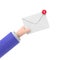 Received message concept. New,email incoming message,sms. Mail delivery service. Envelope in hand. receive mail