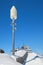 Receiver antenna, protected against the weather by a radome, at the upper cable station of Parpaner Rothorn, Arosa-Lenzerheide.