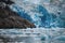 Recently calved ice flows or icebergs in the cold water in front of the glacier in Tracy Arm Fjord, Alaska.