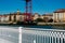 Recently painted white fence with the Transporter bridge