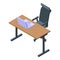 Reception bank workplace icon isometric vector. Office lobby