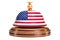 Reception bell with American flag, service concept. 3D rendering