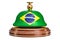 Reception bell with Brazilian flag, service concept. 3D rendering