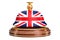 Reception bell with British flag, service concept. 3D rendering