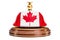 Reception bell with Canadian flag, service concept. 3D rendering