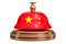 Reception bell with Chinese flag, service concept. 3D rendering