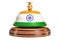 Reception bell with Indian flag, service concept. 3D rendering