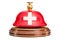 Reception bell with Swiss flag, service concept. 3D rendering