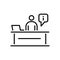 Reception desk business people icon simple line flat illustration