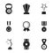 Reception icons set, simple style