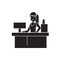 Receptionist woman black vector concept icon. Receptionist woman flat illustration, sign