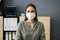 Receptionist Woman Wearing Medical Mask