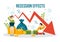 Recession Effects Vector Illustration with Impact on Economic Growth and Economical Activity Decline Result in Flat Cartoon