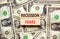 Recession fears symbol. Concept words Recession fears on wooden blocks on a beautiful background from dollar bills. Business and