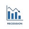 Recession icon. Symbol of stock collapse, recession and losses. Isolated vector illustration