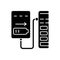 Recharge from computer USB port black glyph manual label icon