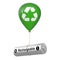Rechargeable Battery Floating with Green Hellium Balloon with Eco Recycle Sign. 3d Rendering
