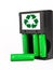 Rechargeable green batteries with black charger on