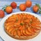 Recipe for apricot tart, sandy paste, almond cream, verbena decoration