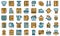 Recipe book icons set vector flat