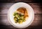 Recipe for homemade chicken fillet cordon bleu style with Brussels sprouts