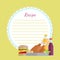 Recipe Paper with Chicken, Burger and Drink Vector