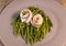 Recipe for steamed whiting fillets with tarragon, green beans and espelette pepper