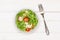Recipe step by step arugula salad on grey wood